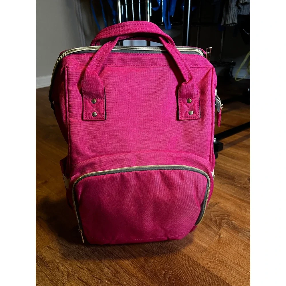 Diaper Bag Backpack Pink Excellent‎ Insulated Wet Bag Pockets Canvas
